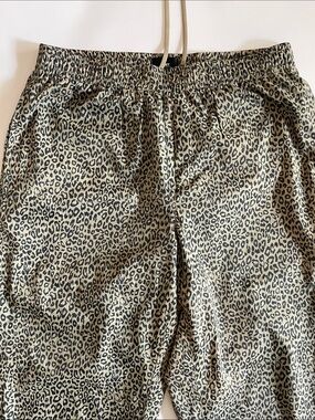 Obey Leopard-Pattern Drawstring Trackpants - Tan & Black